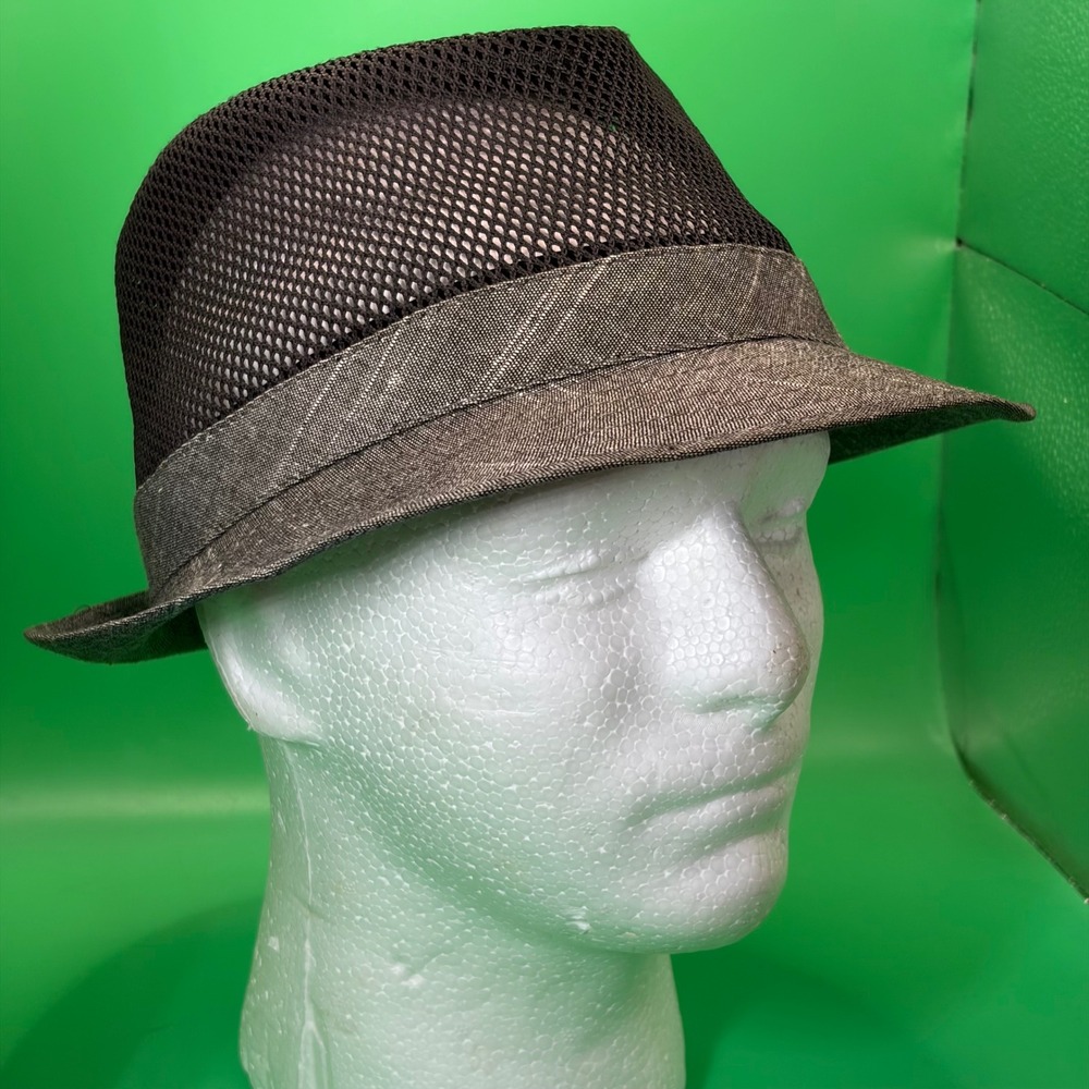 Henschel Hat Co Fedora Mens Large Grey Black Mesh Breathable Pinstripe Sun Hat